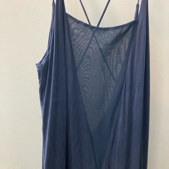 H&M 6 steel blue midi stretch dress with deep v mesh detailing - Picture 2 of 4